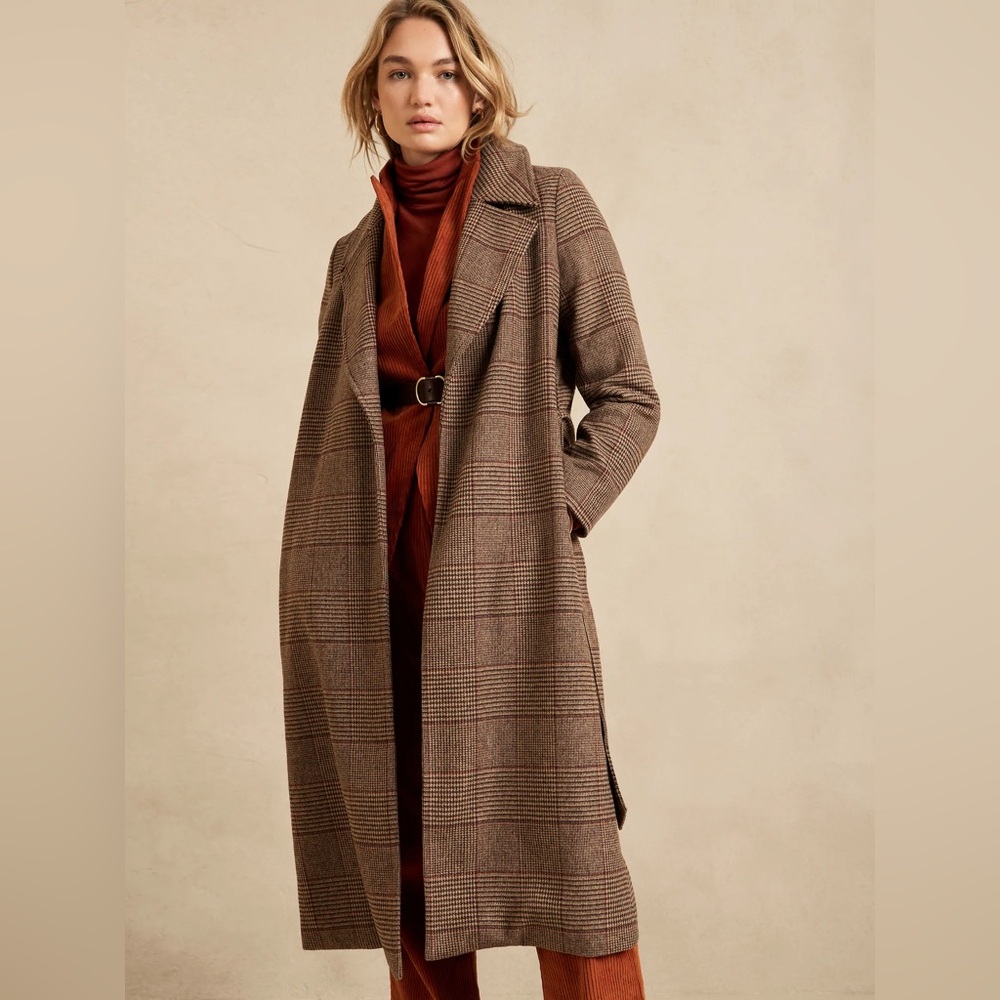 Banana Republic Brown Plaid Pea Coat